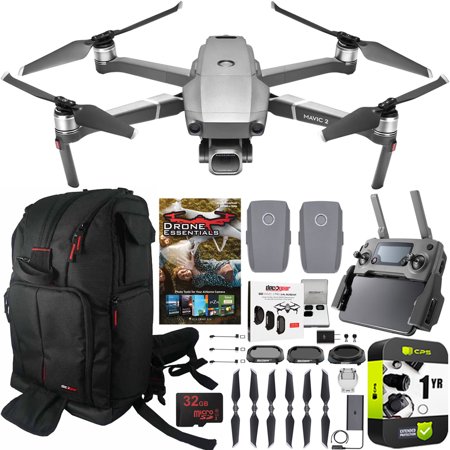 DJI Mavic 2 Pro Drone with Hasselblad Camera Essential Max Flight Bundle with 2 Batteries, Deco Gear Drone Backpack Case, Filter Kit, Photo Video Editing Software Suite and 1 Year Warranty Extension